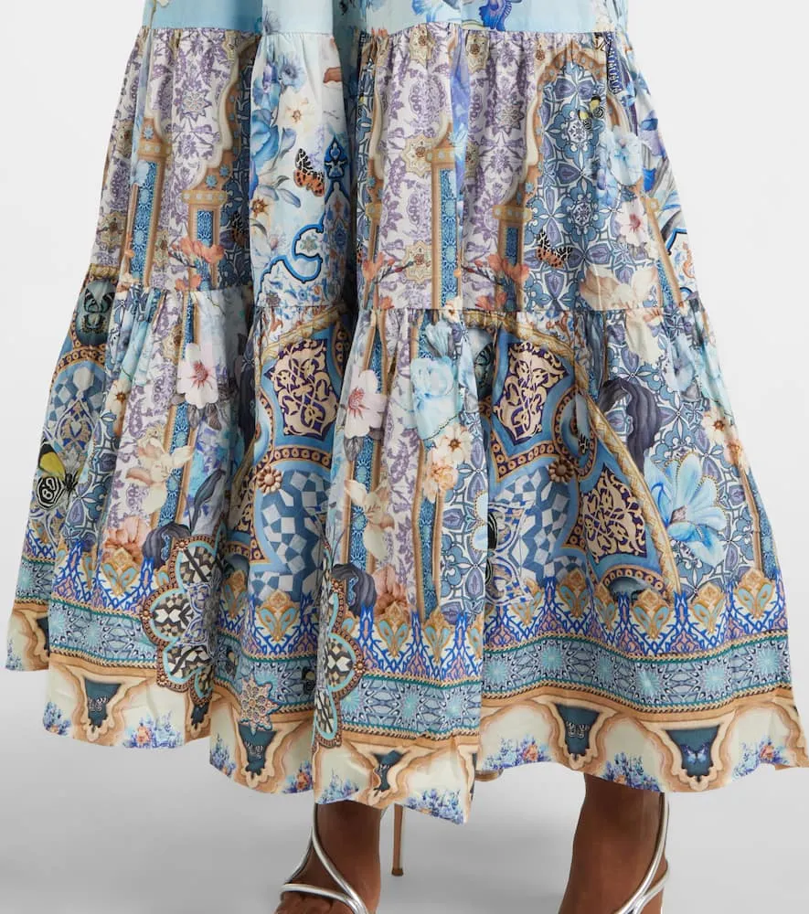Camilla Shirred floral cotton maxi dress