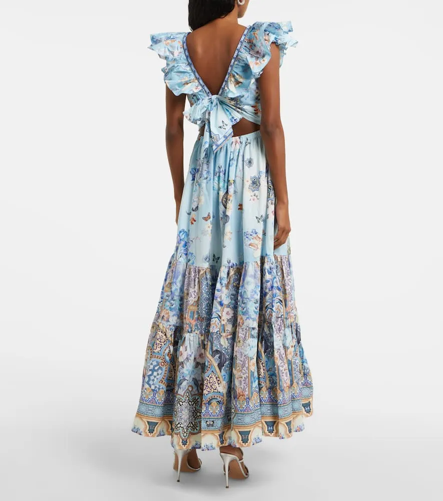 Camilla Shirred floral cotton maxi dress