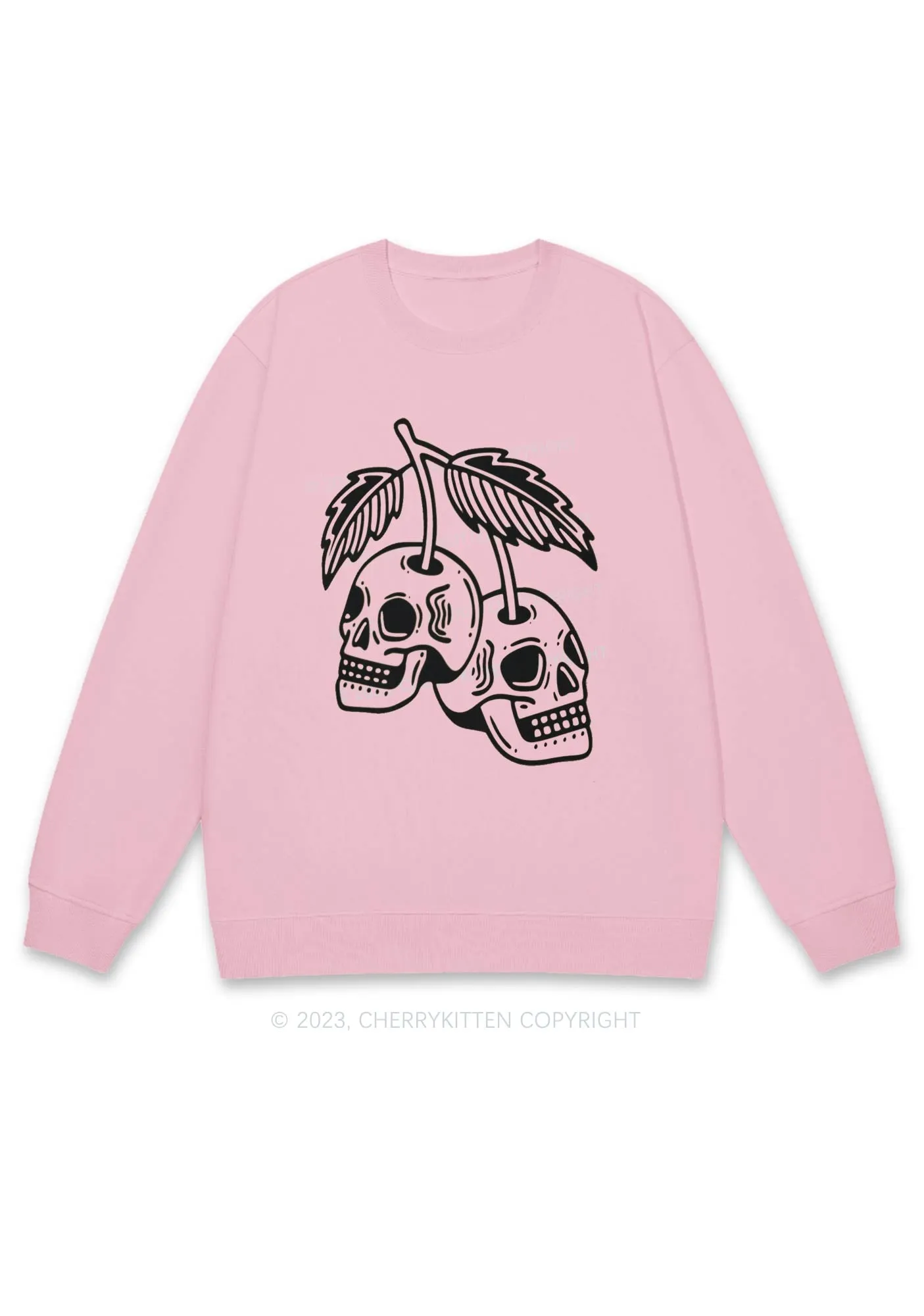 Cherry Skulls Halloween Y2K Sweatshirt Cherrykitten