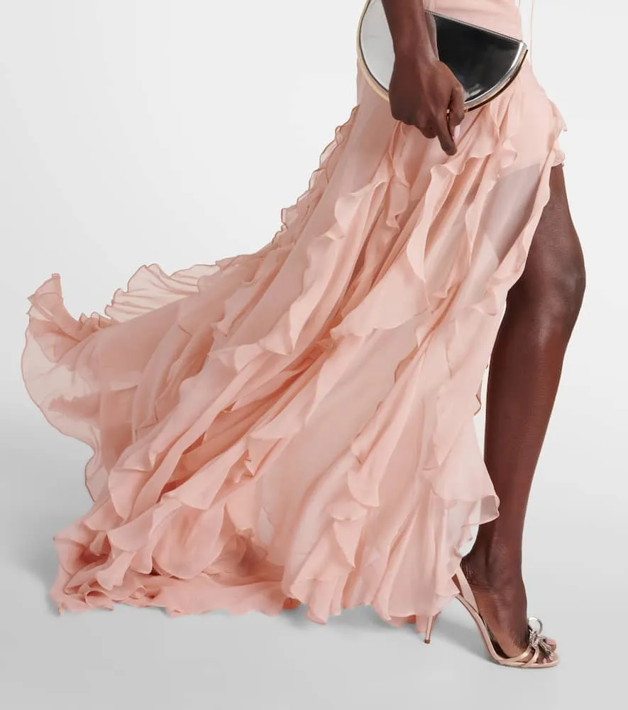 Costarellos Galiya off-shoulder silk georgette gown