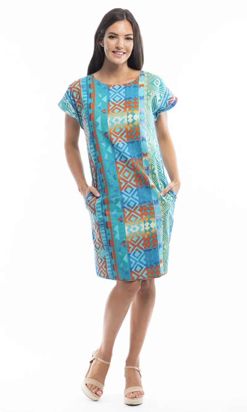 Cotton Dress Shift Sleeve Reversible Valancay