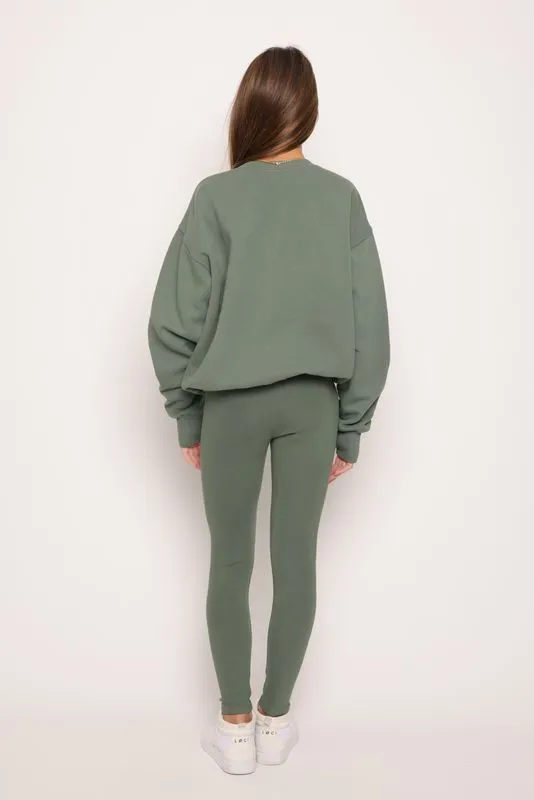 Cotton Fleece Oversized Sweatshirt - Irish Moss