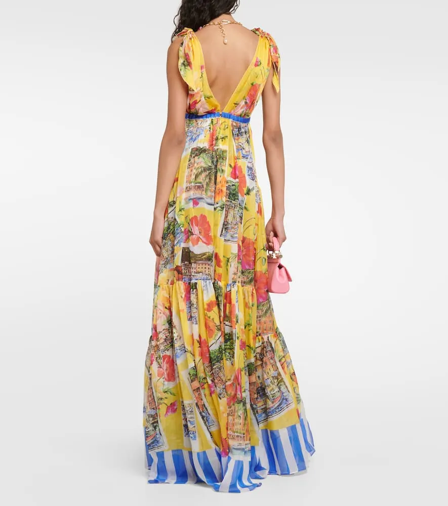 Dolce&Gabbana Portofino printed silk chiffon gown