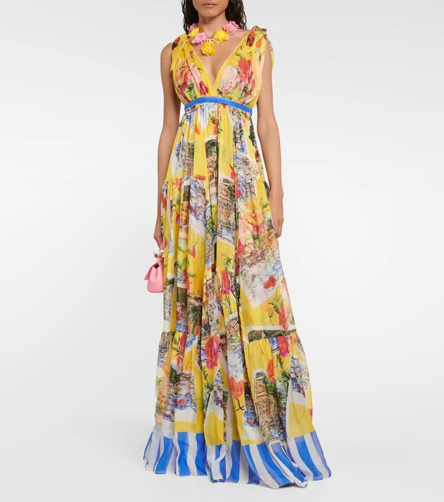 Dolce&Gabbana Portofino printed silk chiffon gown