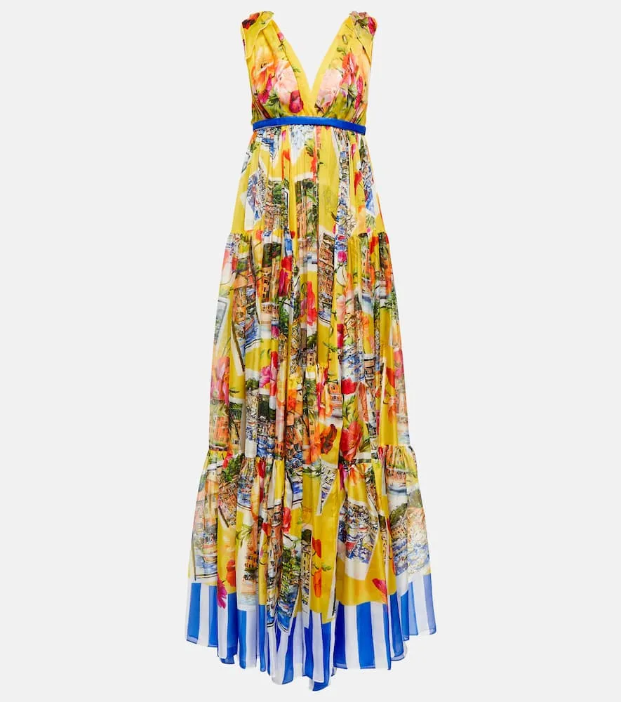 Dolce&Gabbana Portofino printed silk chiffon gown