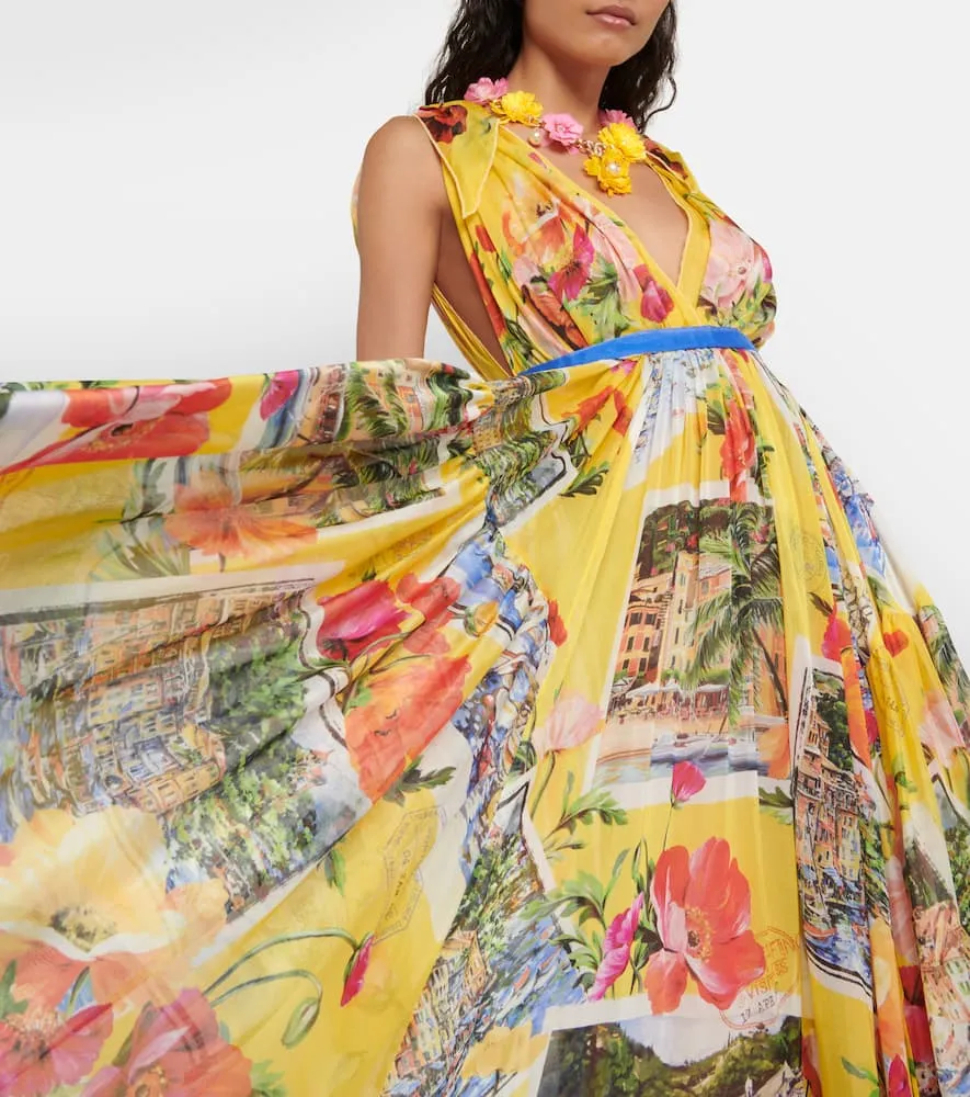 Dolce&Gabbana Portofino printed silk chiffon gown