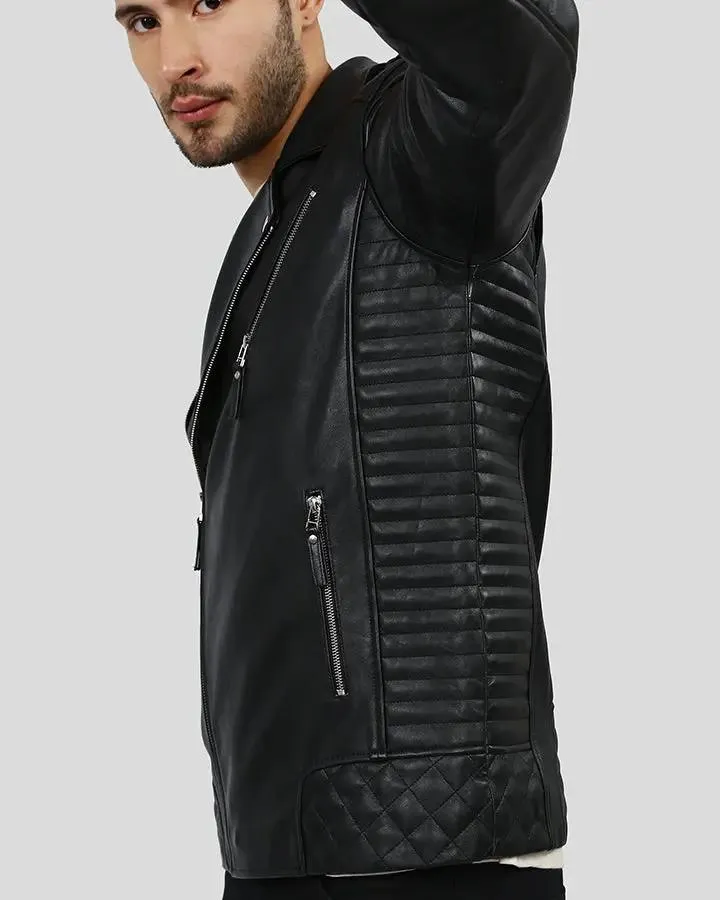 Ezra Black Quilted Lambskin Leather Jacket