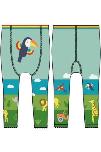Frugi Little Knitted Leggings - Spring Mint/Toucan