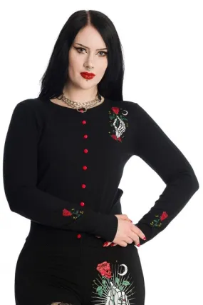 Lost Queen Ishtar Cardigan Skull Rose and skeleton Hand Applique Patch Cardigan