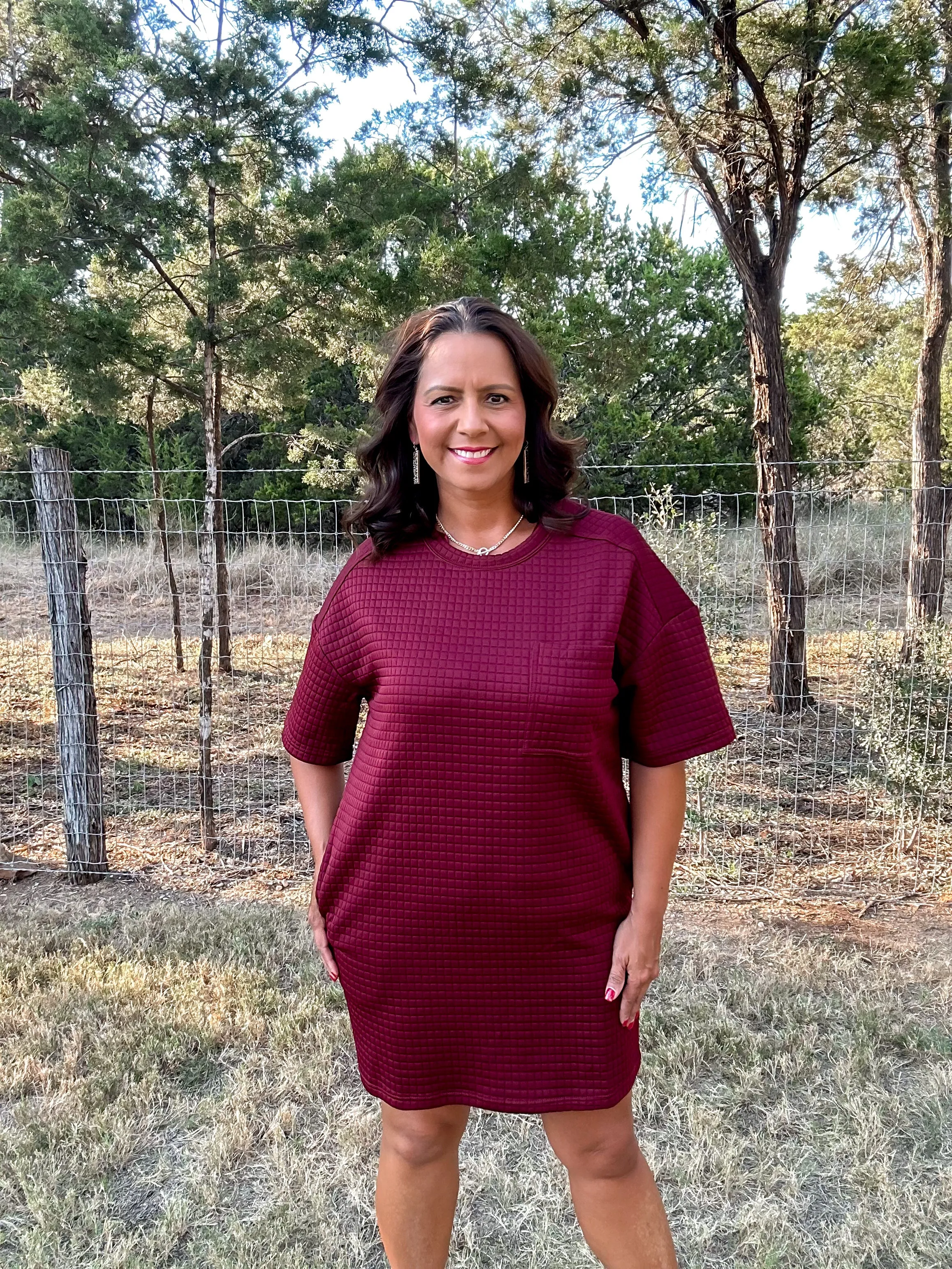 Quilted Mini Dress - Wine