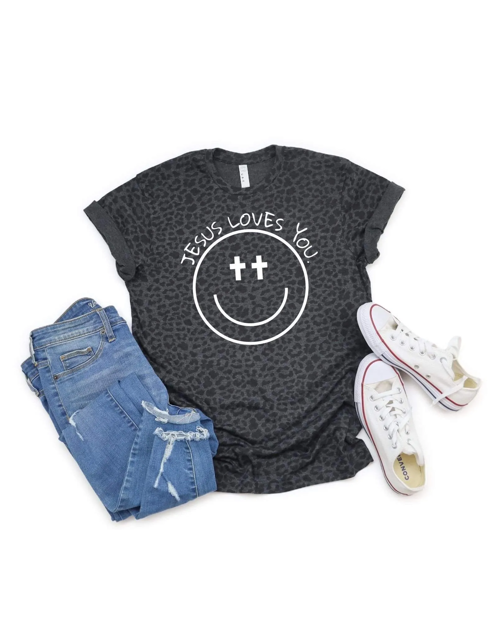 "Jesus Loves You" Cheetah Tee