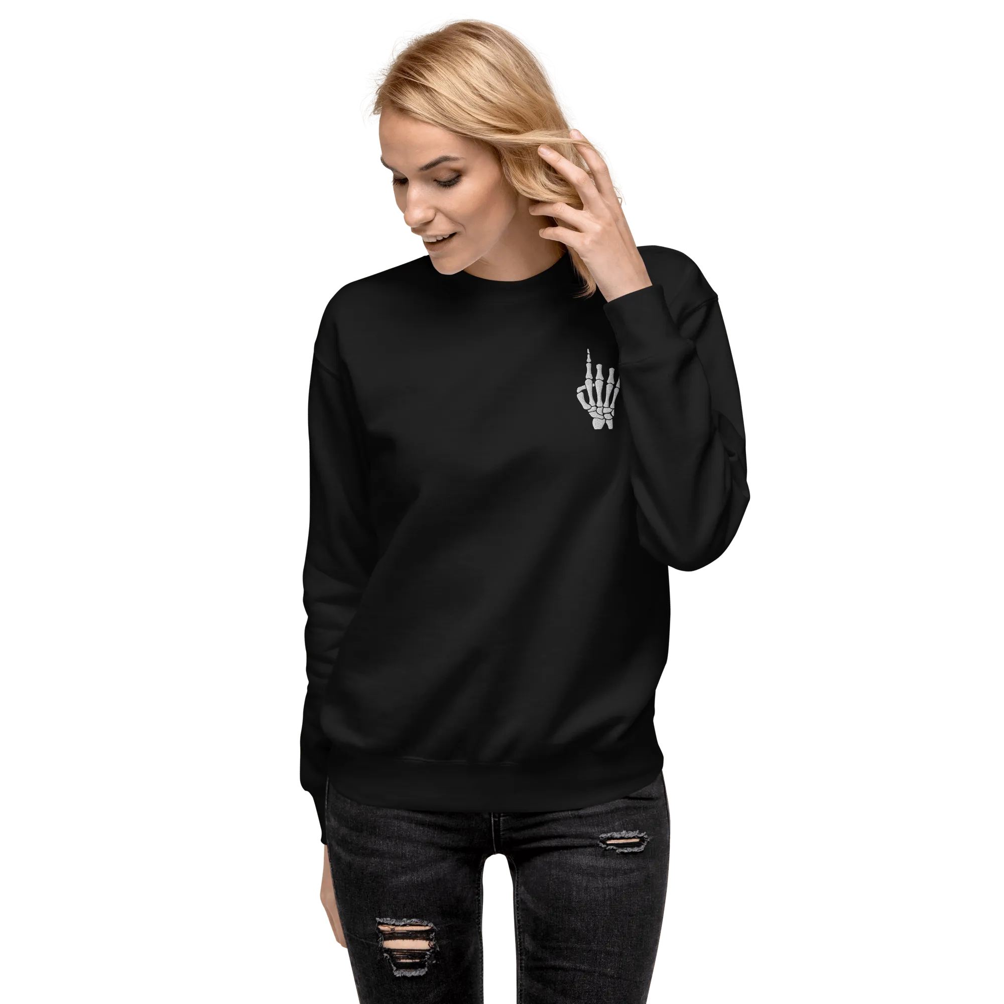 Rock On Skeleton Embroidered Sweatshirt