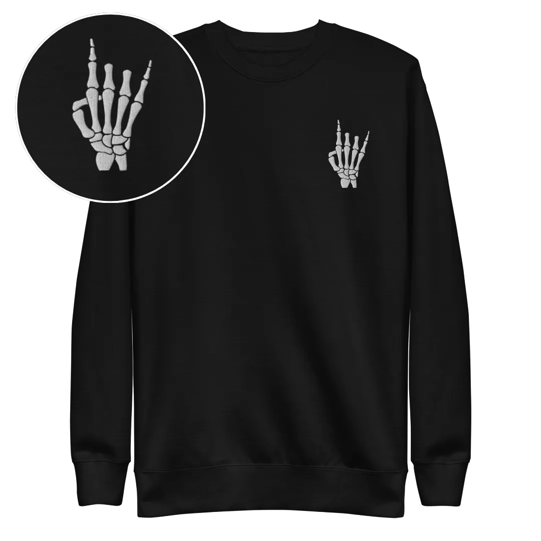 Rock On Skeleton Embroidered Sweatshirt