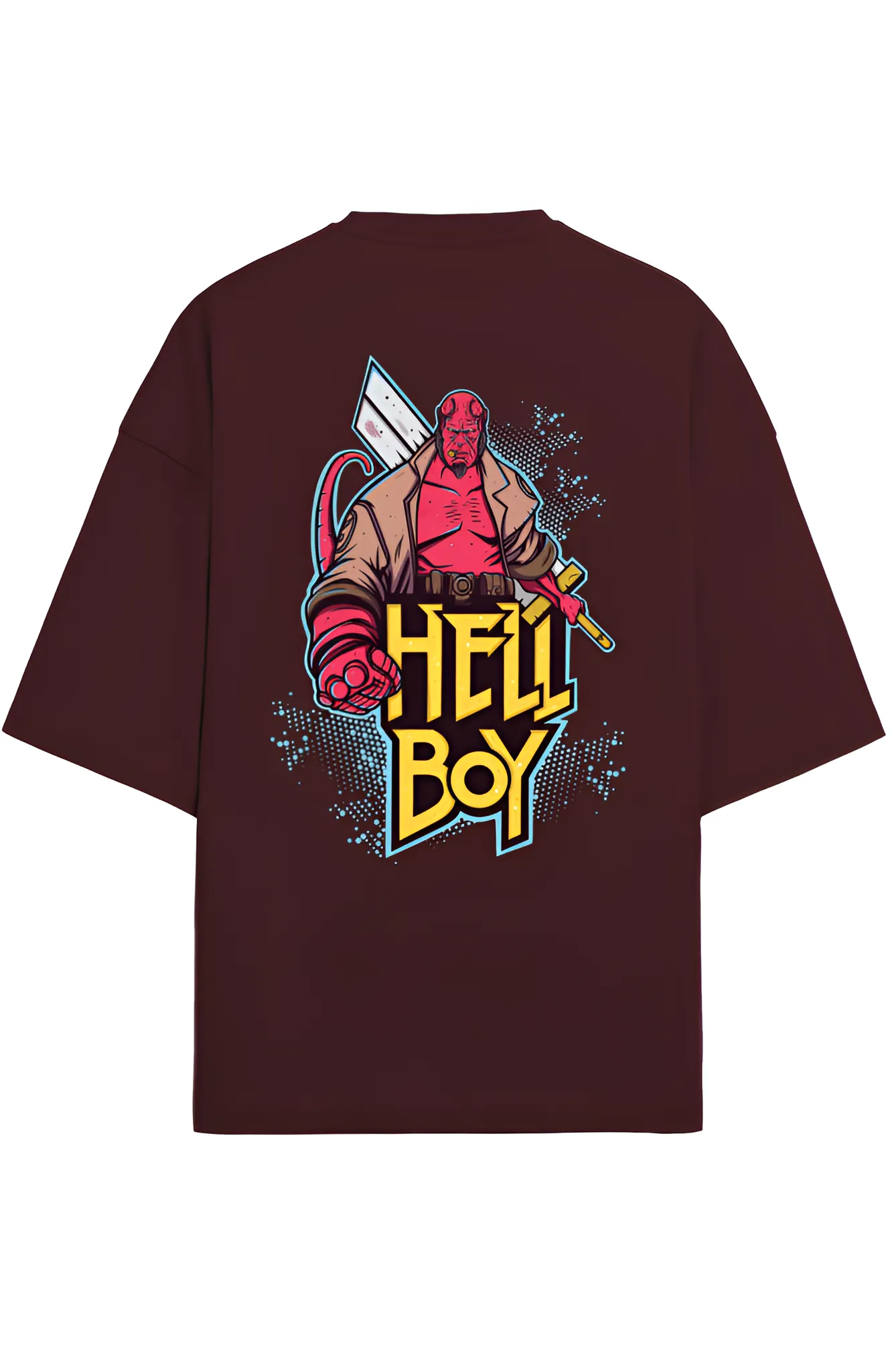 Unleash the Beast: Hellboy Premium Dark Terry Oversized T-Shirt