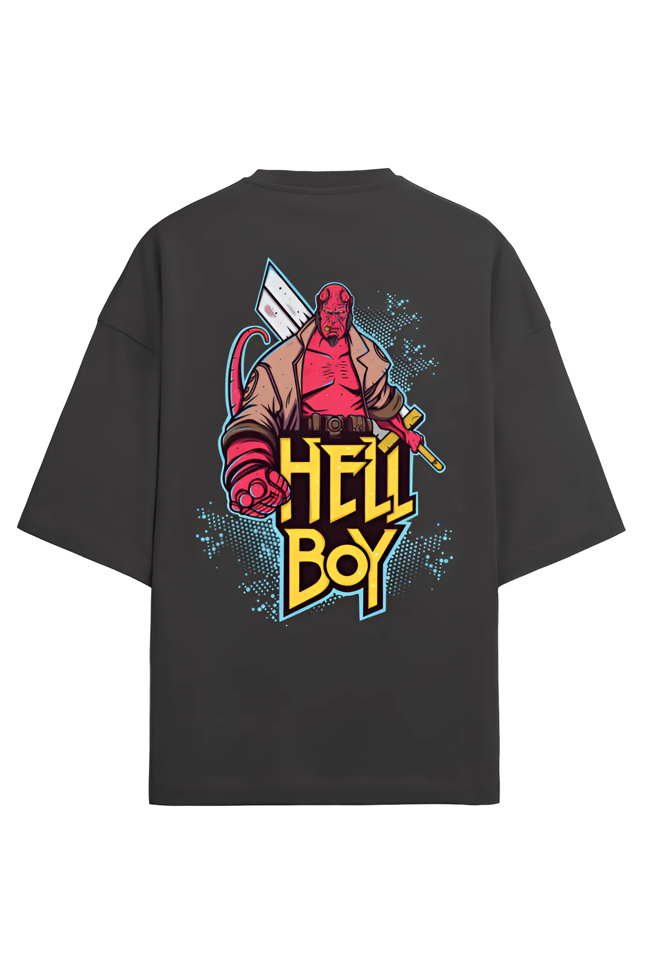Unleash the Beast: Hellboy Premium Dark Terry Oversized T-Shirt