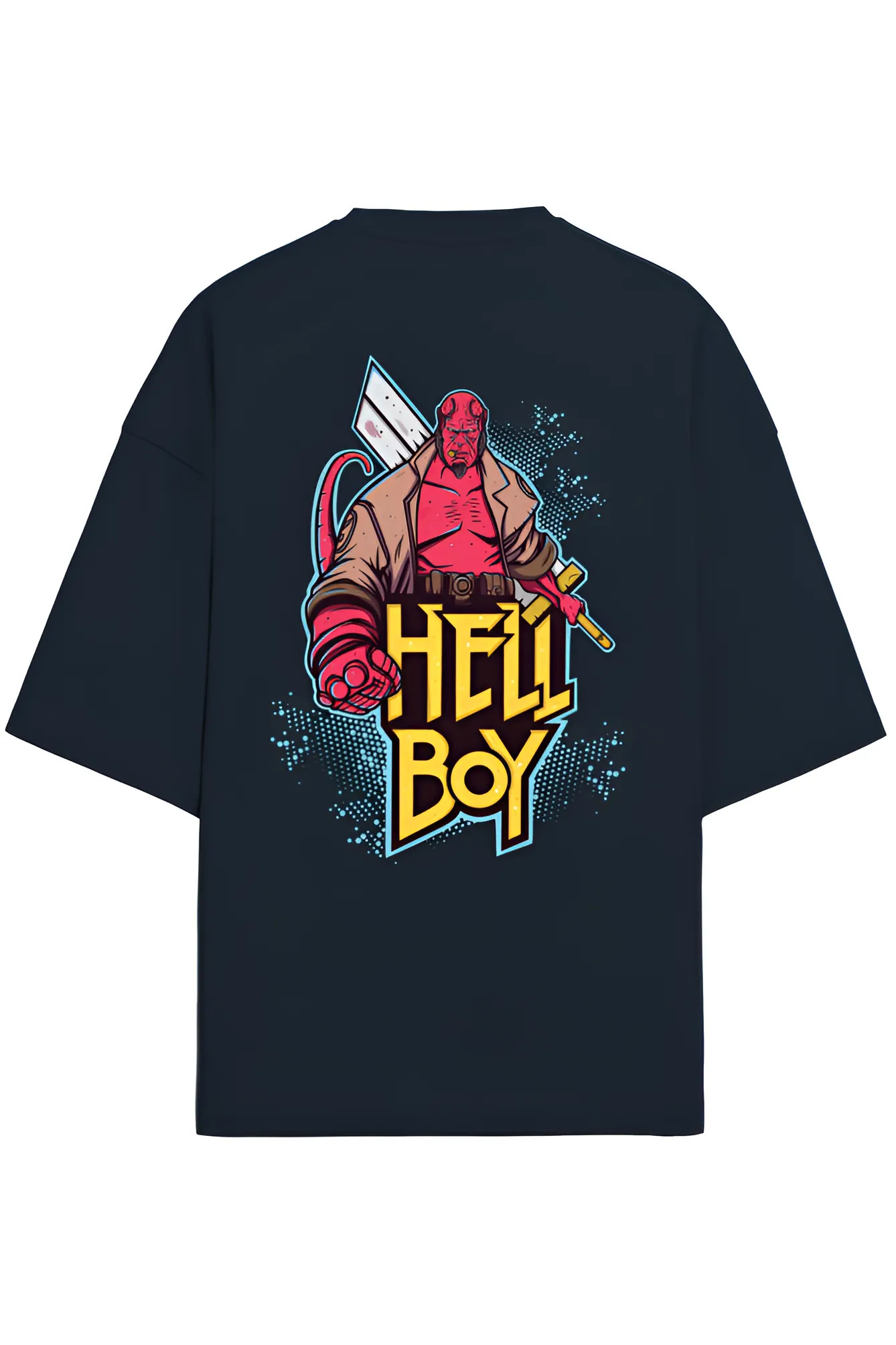 Unleash the Beast: Hellboy Premium Dark Terry Oversized T-Shirt
